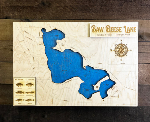 Baw Beese - Wood Engraved Map