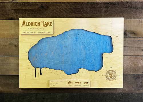 Aldrich - Wood Engraved Map