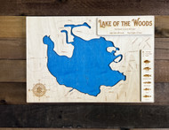 Lake of the Woods - Wood Engraved Map