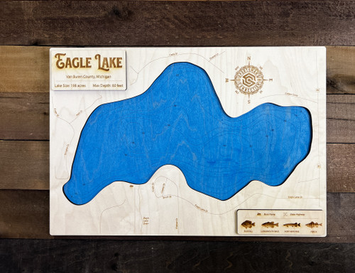 Eagle (198 acres) - Wood Engraved Map