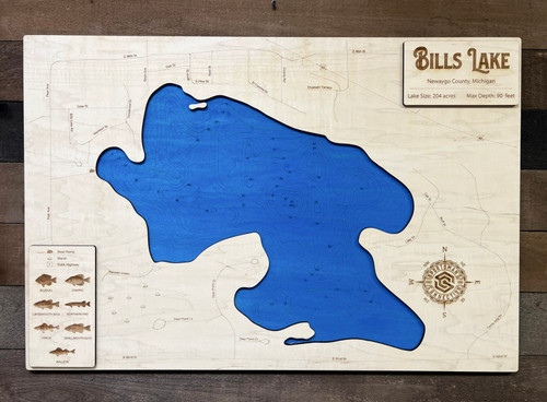 Bills - Wood Engraved Map
