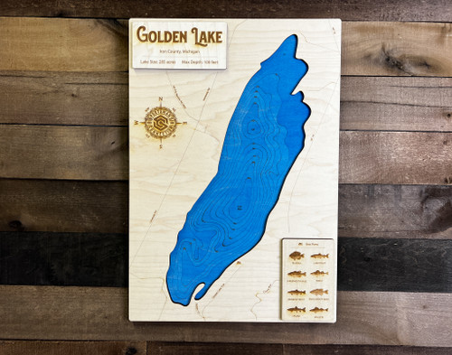 Golden (285 acres) - Wood Engraved Map