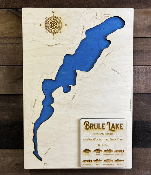 Brule (250 acres) - Wood Engraved Map
