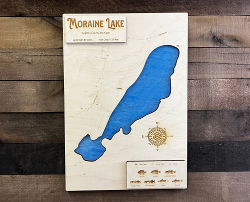 Moraine - Wood Engraved Map