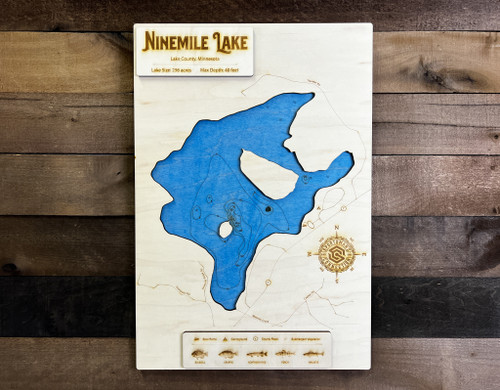 Ninemile - Wood Engraved Map