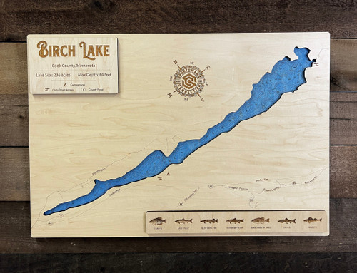 Birch (246 acres) - Wood Engraved Map