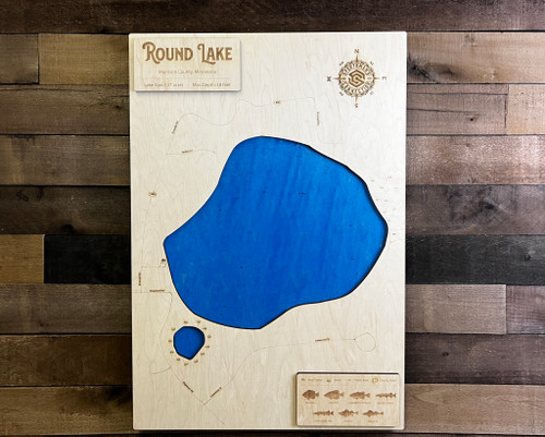 Round (121 acres) - Wood Engraved Map