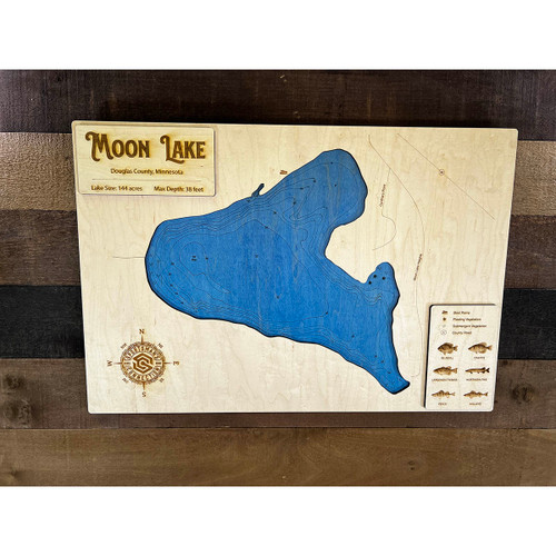 Moon - Wood Engraved Map