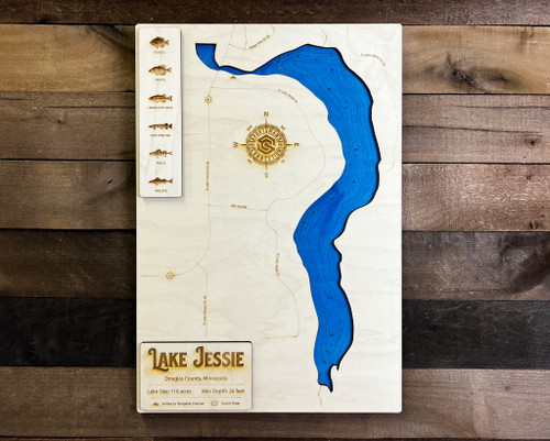 Jessie (105 acres) - Wood Engraved Map