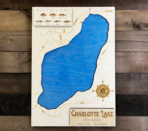 Charlotte (148 acres) - Wood Engraved Map