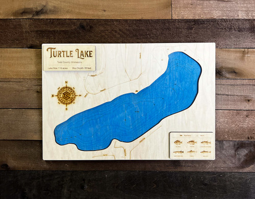 Turtle (104 acres) - Wood Engraved Map