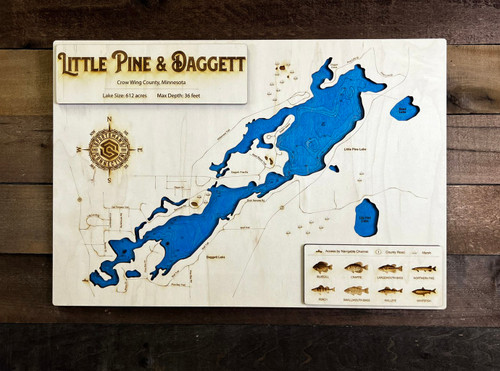 Little Pine & Daggett - Wood Engraved Map