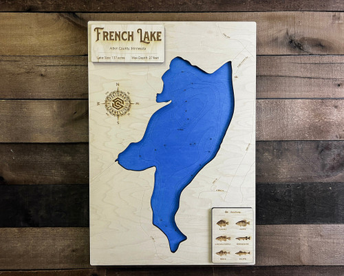 French (137 acres) - Wood Engraved Map