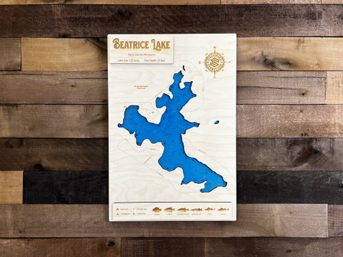 Beatrice - Wood Engraved Map