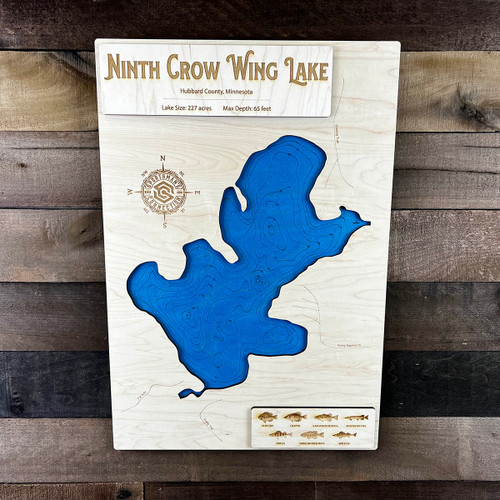 9th Crow Wing - Wood Engraved Map