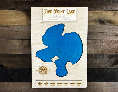 Five Point - Wood Engraved Map