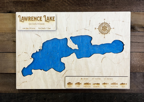 Lawrence - Wood Engraved Map