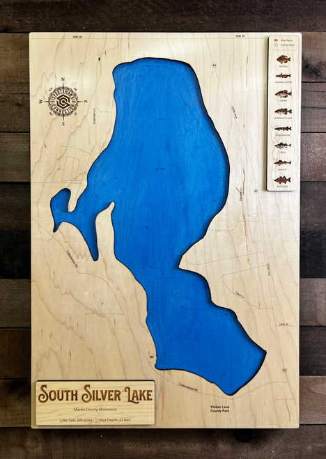 South Silver - Wood Engraved Map