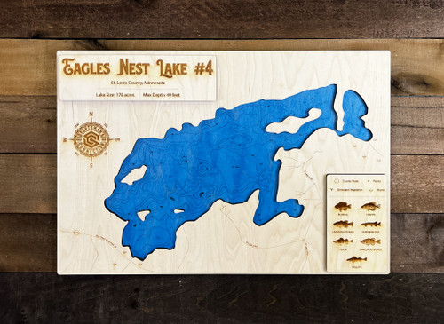 Eagles Nest #4 - Wood Engraved Map