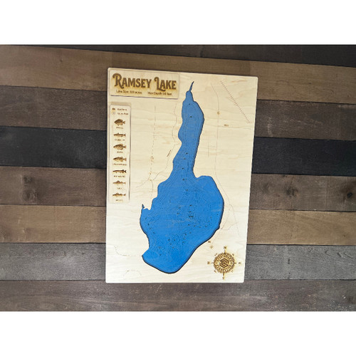 Ramsey - Wood Engraved Map