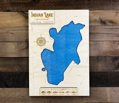 Indian (146 acres) - Wood Engraved Map