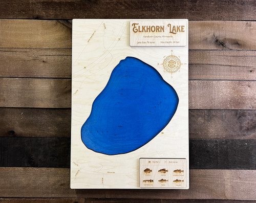 Elkhorn - Wood Engraved Map