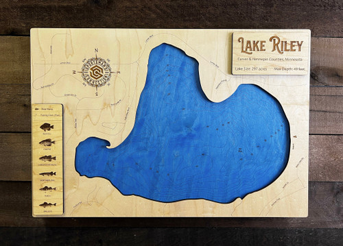 Riley - Wood Engraved Map
