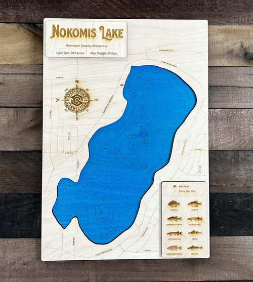 Nokomis - Wood Engraved Map