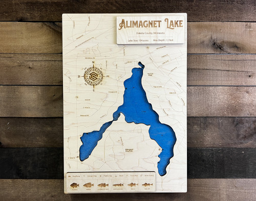 Alimagnet - Wood Engraved Map
