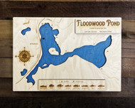 Floodwood Pond - Wood Engraved Map