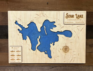 Star - Wood Engraved Map