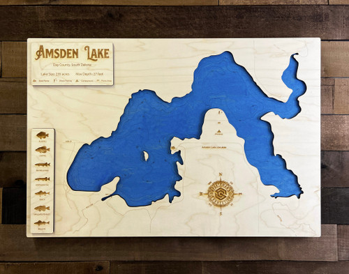 Amsden - Wood Engraved Map