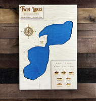 Twin Lakes - Wood Engraved Map