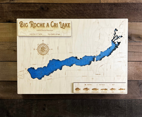 Roche A Cri, Big - Wood Engraved Map