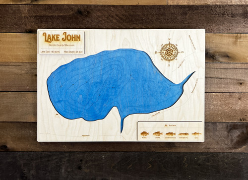 John (100 acres) - Wood Engraved Map