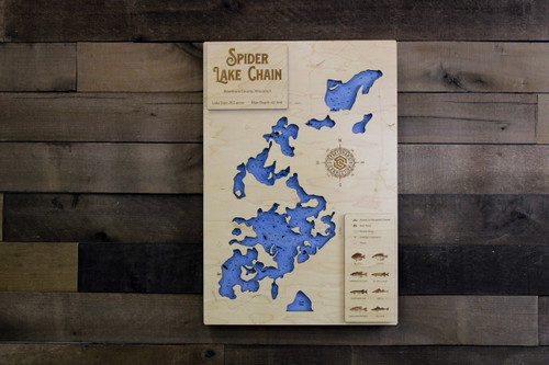 Spider Chain - Wood Engraved Map