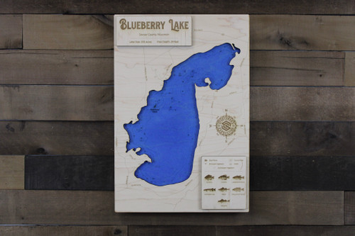 Blueberry - Wood Engraved Map
