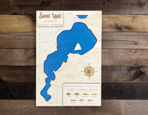 Sand (262 acres) - Wood Engraved Map