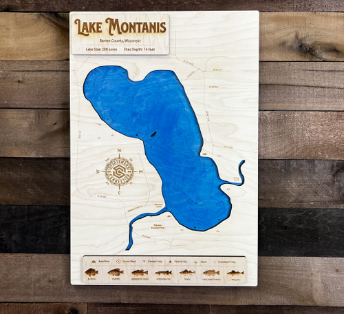 Montanis - Wood Engraved Map