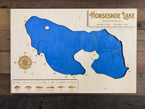 Horseshoe (by Kirby) - Wood Engraved Map