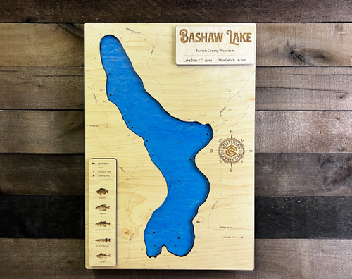 Bashaw - Wood Engraved Map