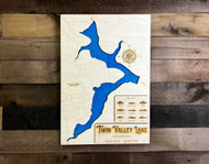 Twin Valley Lake - Wood Engraved Map
