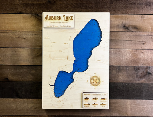 Auburn (90 acres) - Wood Engraved Map