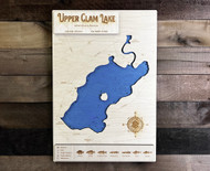 Upper Clam (166 acres) - Wood Engraved Map
