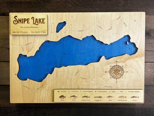 Snipe (239 acres) - Wood Engraved Map