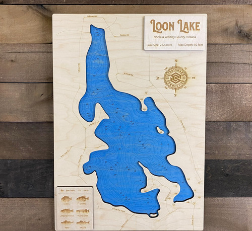 Loon (220 acres) - Wood Engraved Map