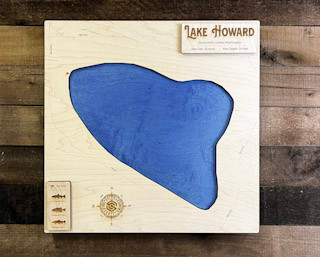 Lake Howard (28 acres) - Wood Engraved Map