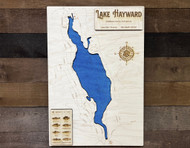 Lake Hayward (172 Acres) - Wood Engraved Map