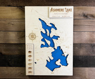 Ashmere Lake (277 Acres) - Wood Engraved Map