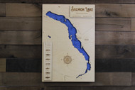 Salmon Lake (1363 Acres) - Wood Engraved Map